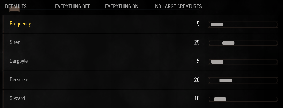 image showing the ambush settings